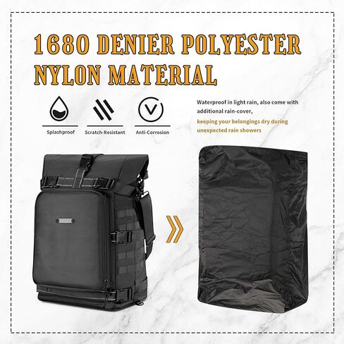 دراجة نارية Sissy Bar Bag Bag Backrest Luggage Bag 51L Lackpack Duffle Gear للقيام بجولة في رحلة التخييم في الهواء الطلق مع Raincover وحزام كتف واحد ، أسود in Kuwait
