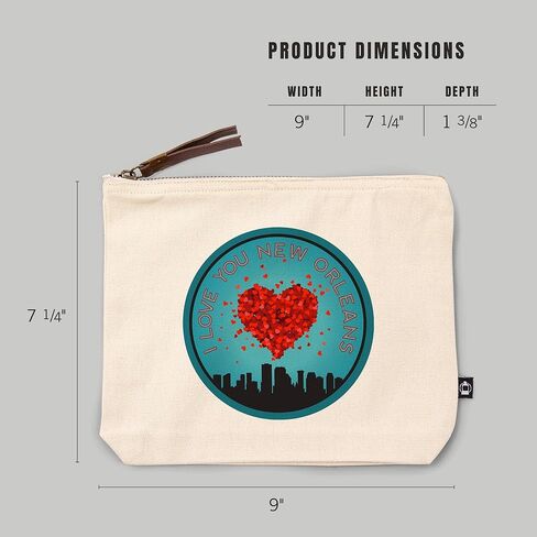 Lantern Press I Love You New Orleans ، Louisiana ، 100 ٪ Cotton Zipper Pouch ، ملحق السفر ، GO BAG in Kuwait
