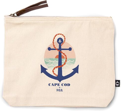 Lantern Press Cape Cod ، Massachusetts ، Dockside Series ، مرساة ، حقيبة سحاب من القطن 100 ٪ ، ملحق السفر ، GO BAG in Kuwait