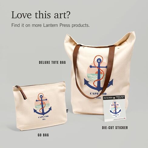 Lantern Press Cape Cod ، Massachusetts ، Dockside Series ، مرساة ، حقيبة سحاب من القطن 100 ٪ ، ملحق السفر ، GO BAG in Kuwait