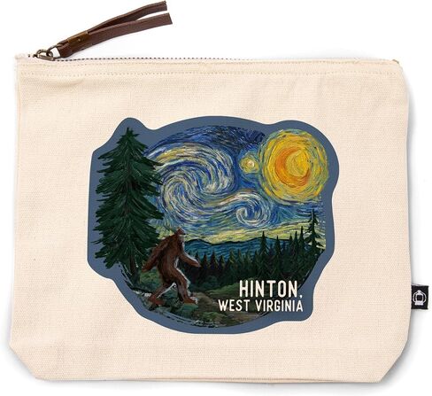 Lantern Press Hinton ، West Virginia ، Starry Night ، Bigfoot ، 100 ٪ Cotton Zipper Besssy ، Travel Accessory ، Go Bag in Saudi Arabia