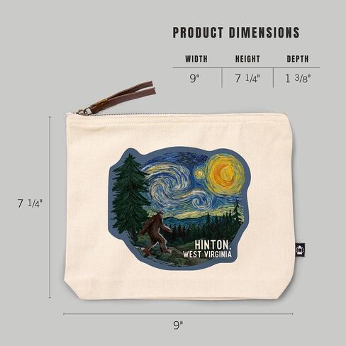 Lantern Press Hinton ، West Virginia ، Starry Night ، Bigfoot ، 100 ٪ Cotton Zipper Besssy ، Travel Accessory ، Go Bag in Saudi Arabia