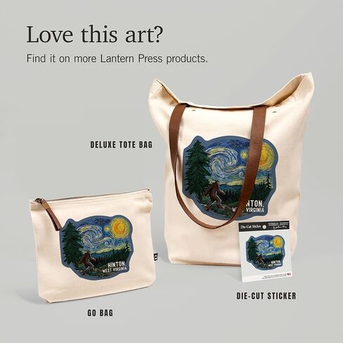 Lantern Press Hinton ، West Virginia ، Starry Night ، Bigfoot ، 100 ٪ Cotton Zipper Besssy ، Travel Accessory ، Go Bag in Saudi Arabia