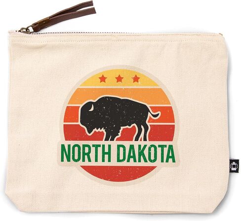 Lantern Press North Dakota, Sun and Bison, 100% Cotton Zipper Pouch, Travel Accessory, Go Bag in Saudi Arabia