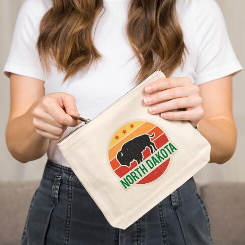 Lantern Press North Dakota, Sun and Bison, 100% Cotton Zipper Pouch, Travel Accessory, Go Bag in Saudi Arabia