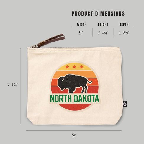 Lantern Press North Dakota, Sun and Bison, 100% Cotton Zipper Pouch, Travel Accessory, Go Bag in Saudi Arabia