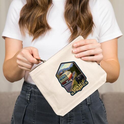 Lantern Press Idaho Springs, Colorado, Camper Van and Wildlife, 100% Cotton Zipper Pouch, Travel Accessory, Go Bag in Saudi Arabia