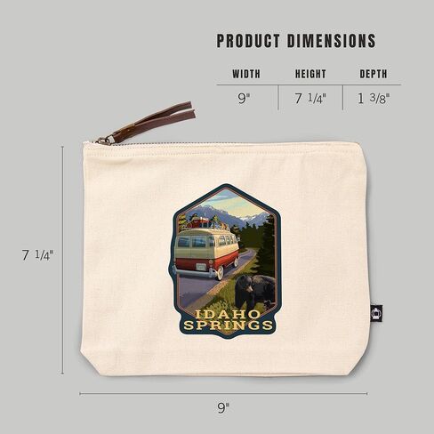 Lantern Press Idaho Springs, Colorado, Camper Van and Wildlife, 100% Cotton Zipper Pouch, Travel Accessory, Go Bag in Saudi Arabia