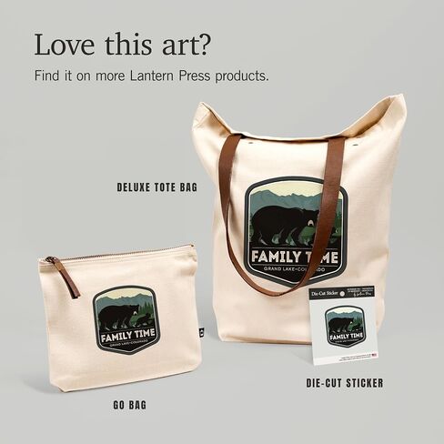 Lantern Press Grand Lake ، كولورادو ، وقت العائلة ، الدببة ، العمل الفني ، حقيبة سحاب القطن بنسبة 100 ٪ ، ملحق السفر ، GO BAG in Saudi Arabia