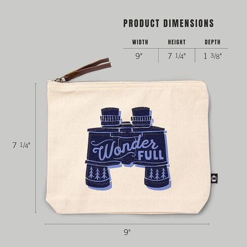 Lantern Press Outdoor More ، Wonder Full ، 100 ٪ Cotton Zipper Pouch ، ملحق السفر ، Go Bag in Kuwait