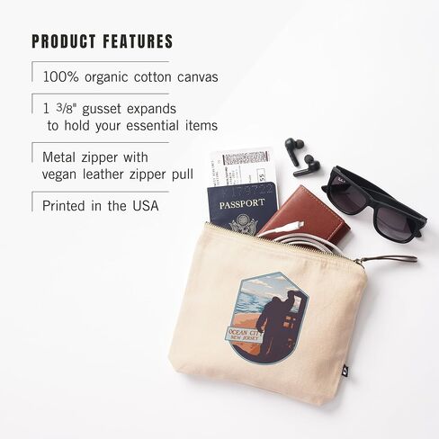Lantern Press Ocean City, New Jersey, Bigfoot WPA Style, 100% Cotton Zipper Pouch, Travel Accessory, Go Bag in Saudi Arabia