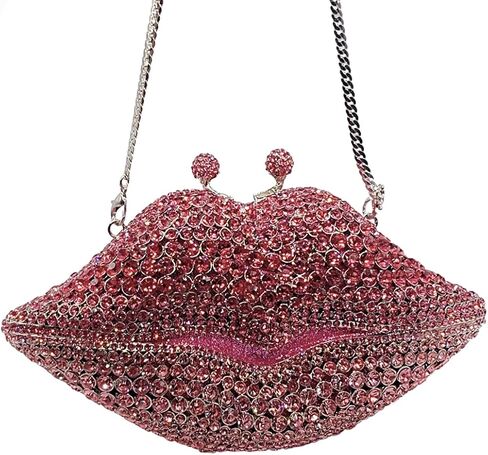 Women Sparkling Lip Evening Bag Rhinestone Clutch Luxury Purse Crystal Clutch for Wedding Party Prom in Saudi Arabia