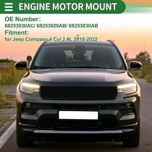 Motoforti Engine Motor Mount, Transmission Mount, for Jeep Compass 2.4L 2018-2019, No.68253029AC, Silver Tone in Saudi Arabia