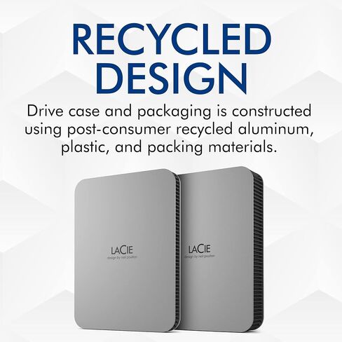 محرك الأقراص المحمول LaCie Mobile Drive SECURE 1 تيرابايت SSD محمول - رمادي فلكي، USB-C 3.2، لأجهزة الكمبيوتر الشخصية وأجهزة Mac، مواد معاد تدويرها، مع خطة Adobe All Apps وخدمات الإنقاذ (STKH1000800) in Saudi Arabia