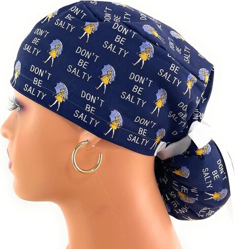Ponytail Medical Scrub Cap – Don't Be Salty! – Dr. Hats, Nurses Hats. Scrub Hat for Women Blue in Saudi Arabia