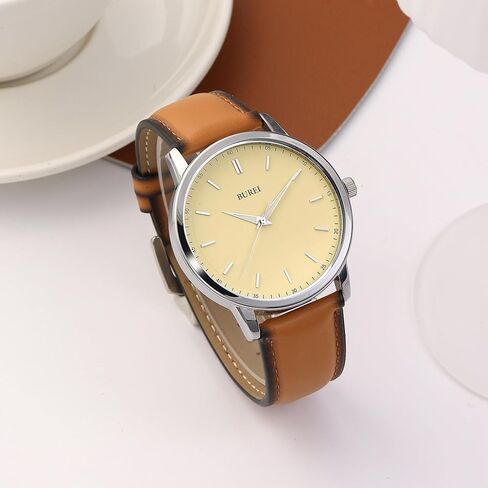 Burei Mens Fashion Watches Dress Fress Minimalist Wrist Watches for Men Prown Leathy Tenshlog Watch عرض مع تصميم حالة رفيعة Relojes Para Hombres in Kuwait