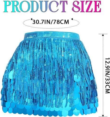 GRAEEN Sequin Mermaid Skirt Blue Sparkly Tassel Skirts for Women in Saudi Arabia