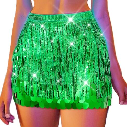 GRAEEN Sequin Mermaid Skirt Blue Sparkly Tassel Skirts for Women in Saudi Arabia