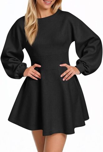 Cicy Bell Womens Puff Long Sleeve Sweater Dresses Casual Trendy Fuzzy Short Mini Dress Fall Outfits in Saudi Arabia