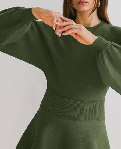 Cicy Bell Womens Puff Long Sleeve Sweater Dresses Casual Trendy Fuzzy Short Mini Dress Fall Outfits in Saudi Arabia