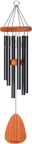 Festival 24-inch Redwood Wind Chime in Silver by Wind River for Patio, Backyard, Garden, and Outdoor décor. Made in The USA in Saudi Arabia