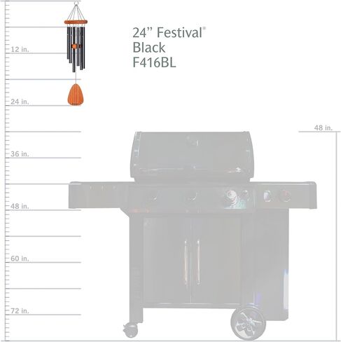 Festival 24-inch Redwood Wind Chime in Silver by Wind River for Patio, Backyard, Garden, and Outdoor décor. Made in The USA in Saudi Arabia