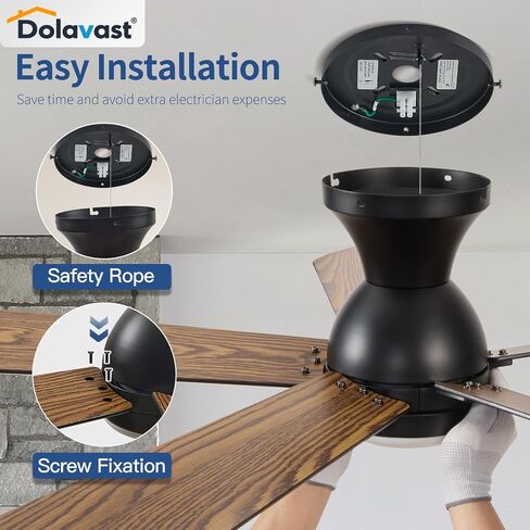 Ceiling Fans with Lights and Remote, 48 Inch Ceiling Fan with Light, Low Profile Reversible Fandelier Ceiling Fan, Dimmable LED, Flush Mount, Quiet DC Motor, for Bedroom Kitchen Dining Room in Saudi Arabia