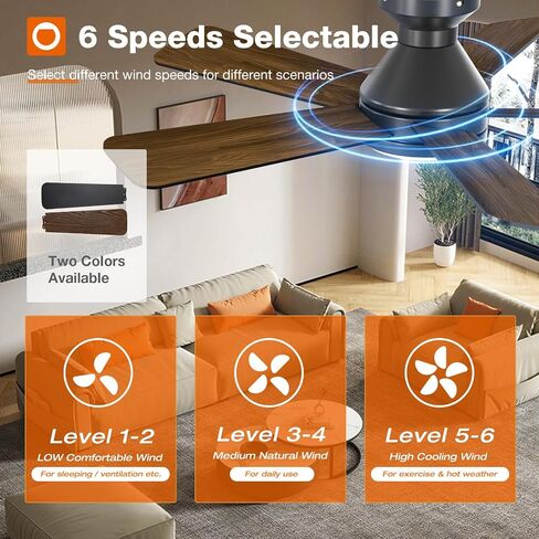 addlon Ceiling Fans with Lights, 42 Inch Low Profile Ceiling Fan with Light and Remote Control, Flush Mount, Reversible, 3CCT, Dimmable, Quiet, Black Small Ceiling Fan for Bedroom Indoor/Outdoor Use in Saudi Arabia