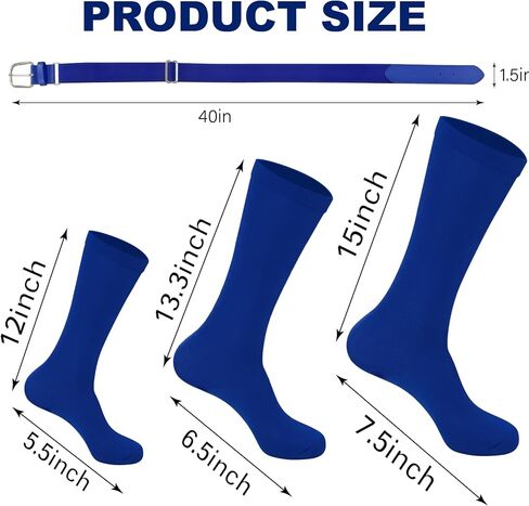Boy Baseball/Softball Socks & Belt Set ، جوارب كرة القدم للشباب (3 أزواج من الجوارب وحزام واحد in Kuwait