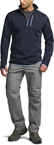 CQR Men's Quarter Zip Utility Fleece Pullover, Outdoor Casual Thermal Sweater, Chest Zipper Pocket, Mock Neck Long Sleeve in Saudi Arabia