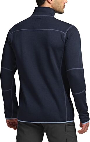 CQR Men's Quarter Zip Utility Fleece Pullover ، سترة حرارية غير رسمية في الهواء الطلق ، جيب سحاب الصدر ، غلاف طويل. in Kuwait
