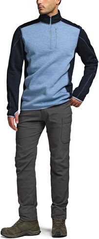 CQR Men's Quarter Zip Utility Fleece Pullover ، سترة حرارية غير رسمية في الهواء الطلق ، جيب سحاب الصدر ، غلاف طويل. in Kuwait