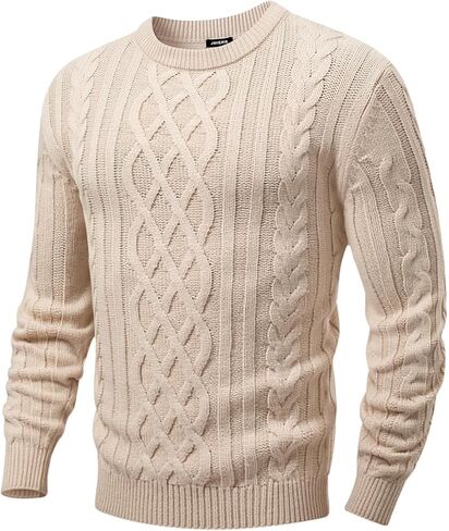 JMIERR Men's Cable Knit Pullover Sweater Casual Crewneck Long Sleeve Fisherman Knitted Sweaters in Saudi Arabia