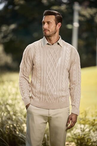 JMIERR Men's Cable Knit Pullover Sweater Casual Crewneck Long Sleeve Fisherman Knitted Sweaters in Saudi Arabia