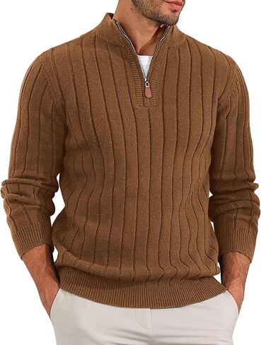 Zaful Mens Quarter zip pulver speacts slim fit mock nick knit long sleeve spefents disual sendents in Saudi Arabia
