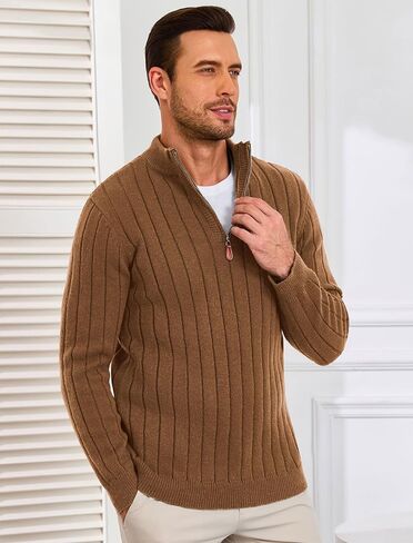 Zaful Mens Quarter zip pulver speacts slim fit mock nick knit long sleeve spefents disual sendents in Saudi Arabia