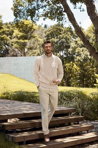 JMIERR Men's Cable Knit Pullover Sweater Casual Crewneck Long Sleeve Fisherman Knitted Sweaters in Saudi Arabia