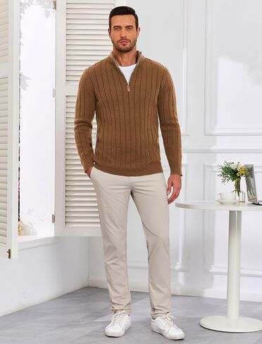 Zaful Mens Quarter zip pulver speacts slim fit mock nick knit long sleeve spefents disual sendents in Saudi Arabia