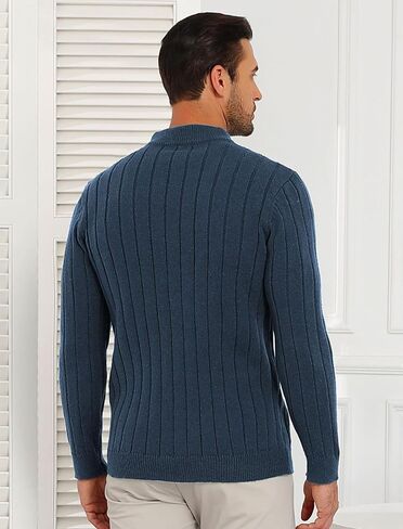 ZAFUL Mens Quarter Zip Pullover Sweaters Slim Fit Mock Neck Knit Long Sleeve Casual Texture Sweaters in Saudi Arabia