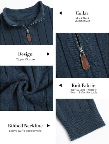 ZAFUL Mens Quarter Zip Pullover Sweaters Slim Fit Mock Neck Knit Long Sleeve Casual Texture Sweaters in Saudi Arabia