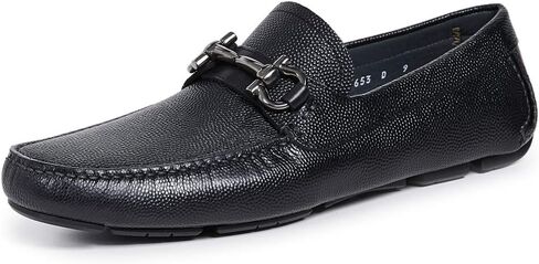 Parigi D (متوسطة) Gancini Black Pebble Leather Driver Shoiders Shoes (Salvatore in Kuwait