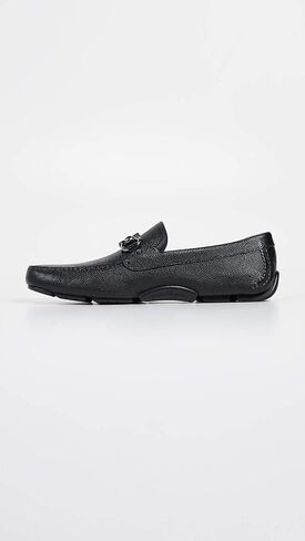 Parigi D (متوسطة) Gancini Black Pebble Leather Driver Shoiders Shoes (Salvatore in Kuwait