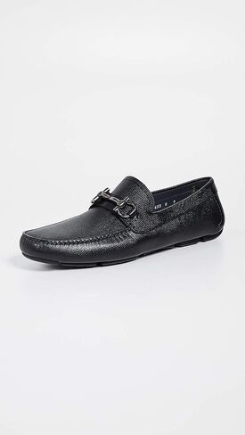 Parigi D (متوسطة) Gancini Black Pebble Leather Driver Shoiders Shoes (Salvatore in Kuwait