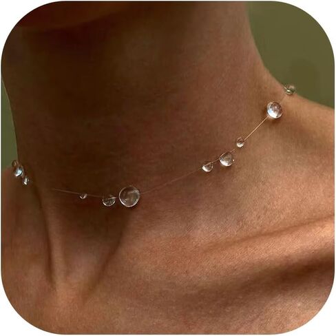 Dew Choker Necklace for Women Drop Necklace Lariat Necklaces for Women Simple Choker Handmade Dew Jewelry in Kuwait