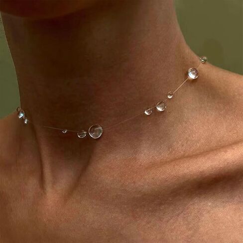 Dew Choker Necklace for Women Drop Necklace Lariat Necklaces for Women Simple Choker Handmade Dew Jewelry in Kuwait