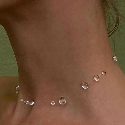 Dew Choker Necklace for Women Drop Necklace Lariat Necklaces for Women Simple Choker Handmade Dew Jewelry in Kuwait