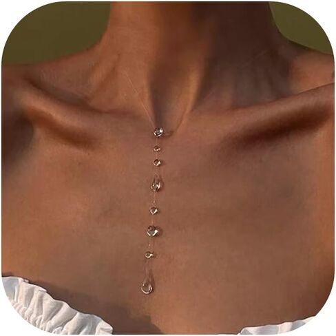 Dew Choker Necklace for Women Drop Necklace Lariat Necklaces for Women Simple Choker Handmade Dew Jewelry in Kuwait