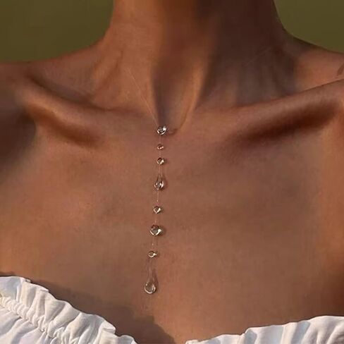 Dew Choker Necklace for Women Drop Necklace Lariat Necklaces for Women Simple Choker Handmade Dew Jewelry in Kuwait