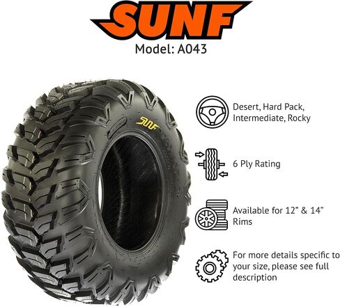 SUNF 27X11R12 ATV UTV TYRE 27X11X12 فضفاضة على الصلب 6 PR A043 - زوج 2 in Saudi Arabia