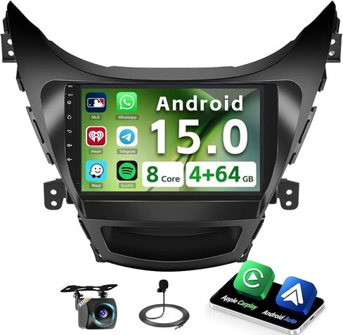 Hikity 4+64G Android 13 Carplay Stereo for 2011-2013 Hyundai Elantra Radio, 9 Inch IPS Touch Screen Radio, Wireless Carplay Android Auto, Bluetooth GPS WiFi 36EQ DSP FM RDS SWC+Mic, AHD Backup Cam in Saudi Arabia